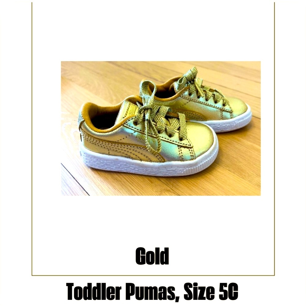 Gold Toddler Pumas, Size 5C